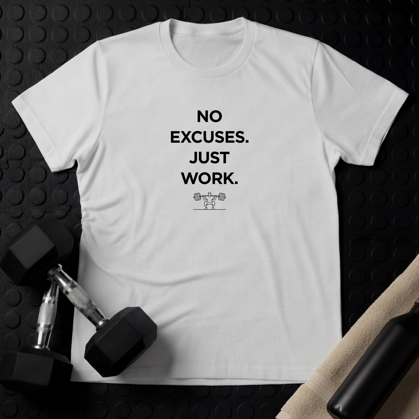NO EXCUSES. JUST WORK. - Gym Line Art T-Shirt
