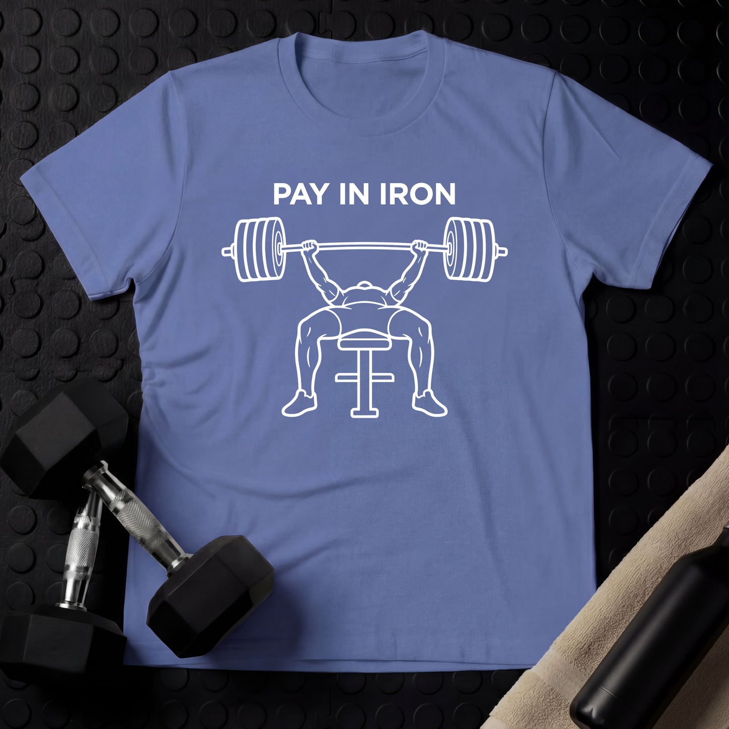 PAY IN IRON - Gym Line Art T-Shirt