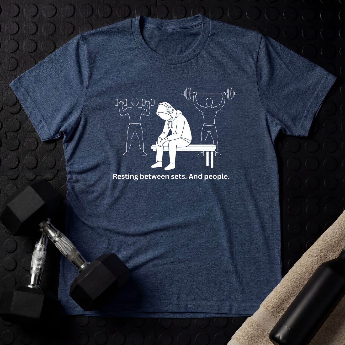 Resting Between Sets. And People - Gym Line Art T-Shirt