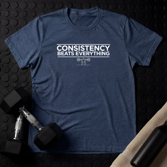 CONSISTENCY BEATS EVERYTHING - Gym Line Art T-Shirt