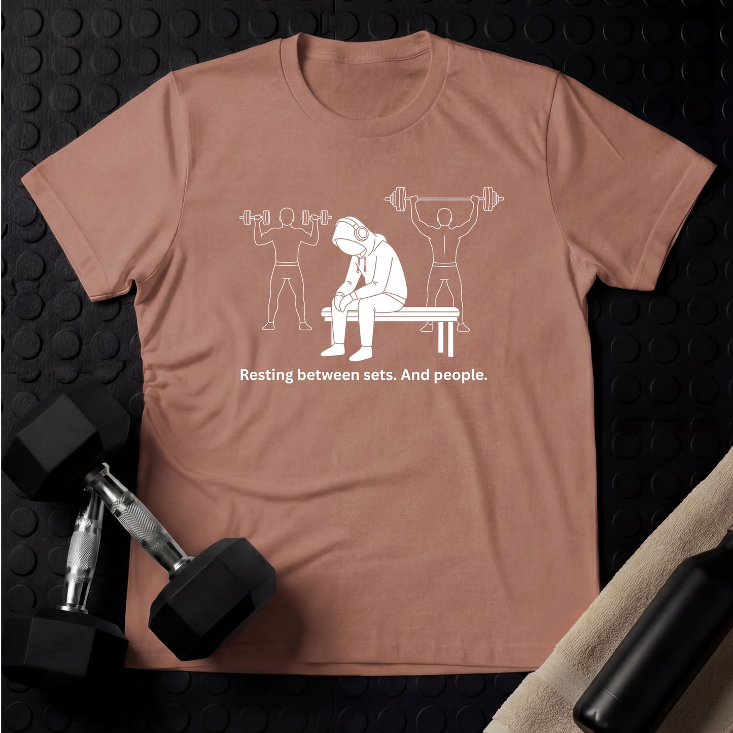 Resting Between Sets. And People - Gym Line Art T-Shirt