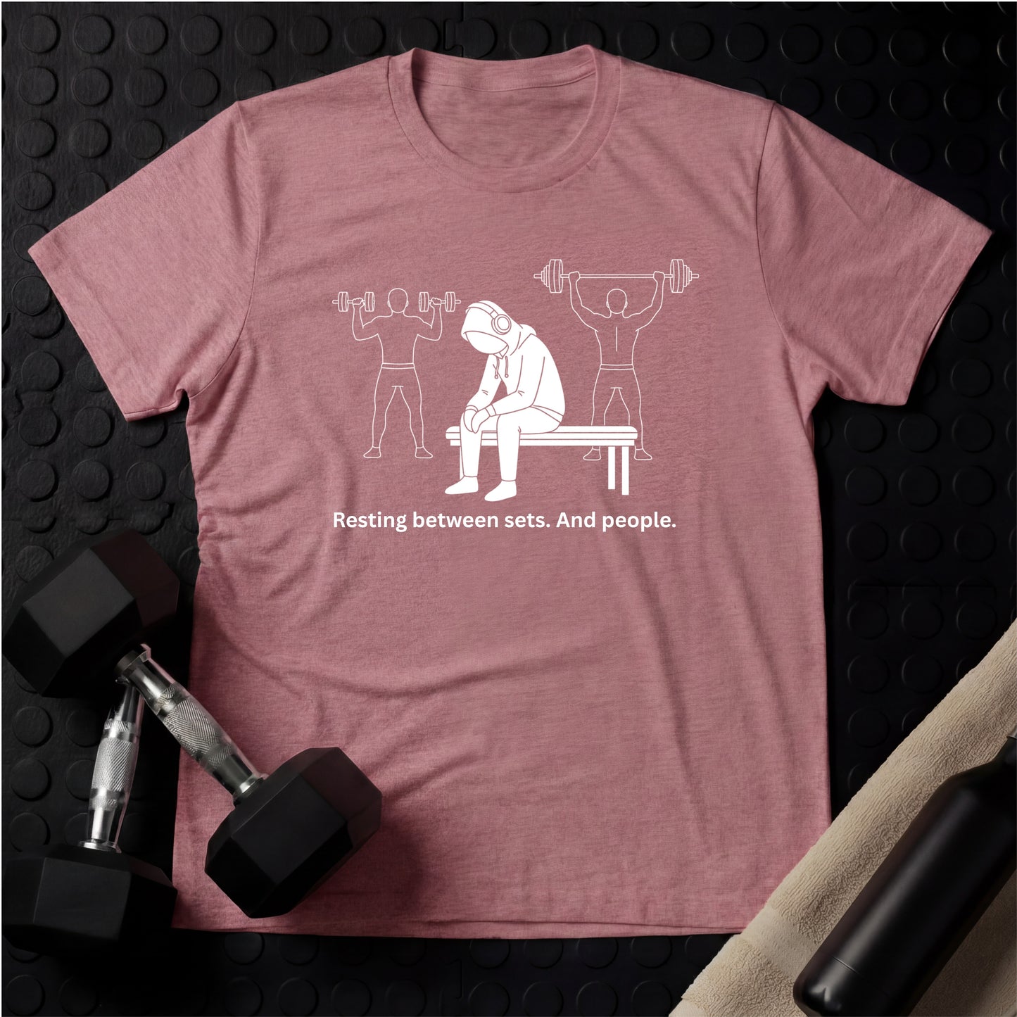 Resting Between Sets. And People - Gym Line Art T-Shirt