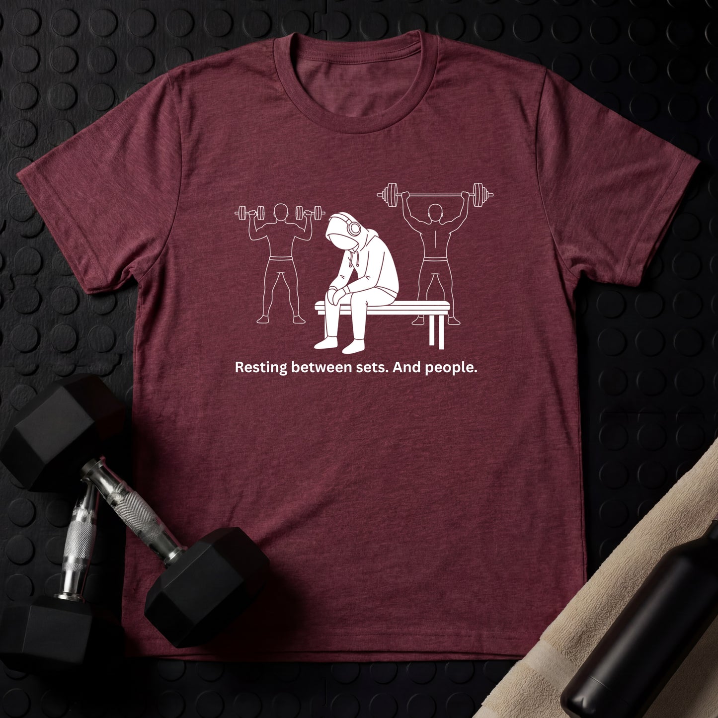 Resting Between Sets. And People - Gym Line Art T-Shirt