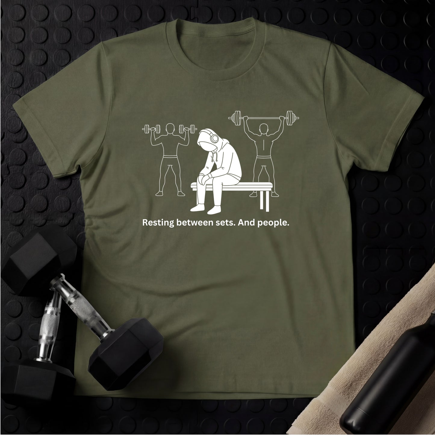Resting Between Sets. And People - Gym Line Art T-Shirt