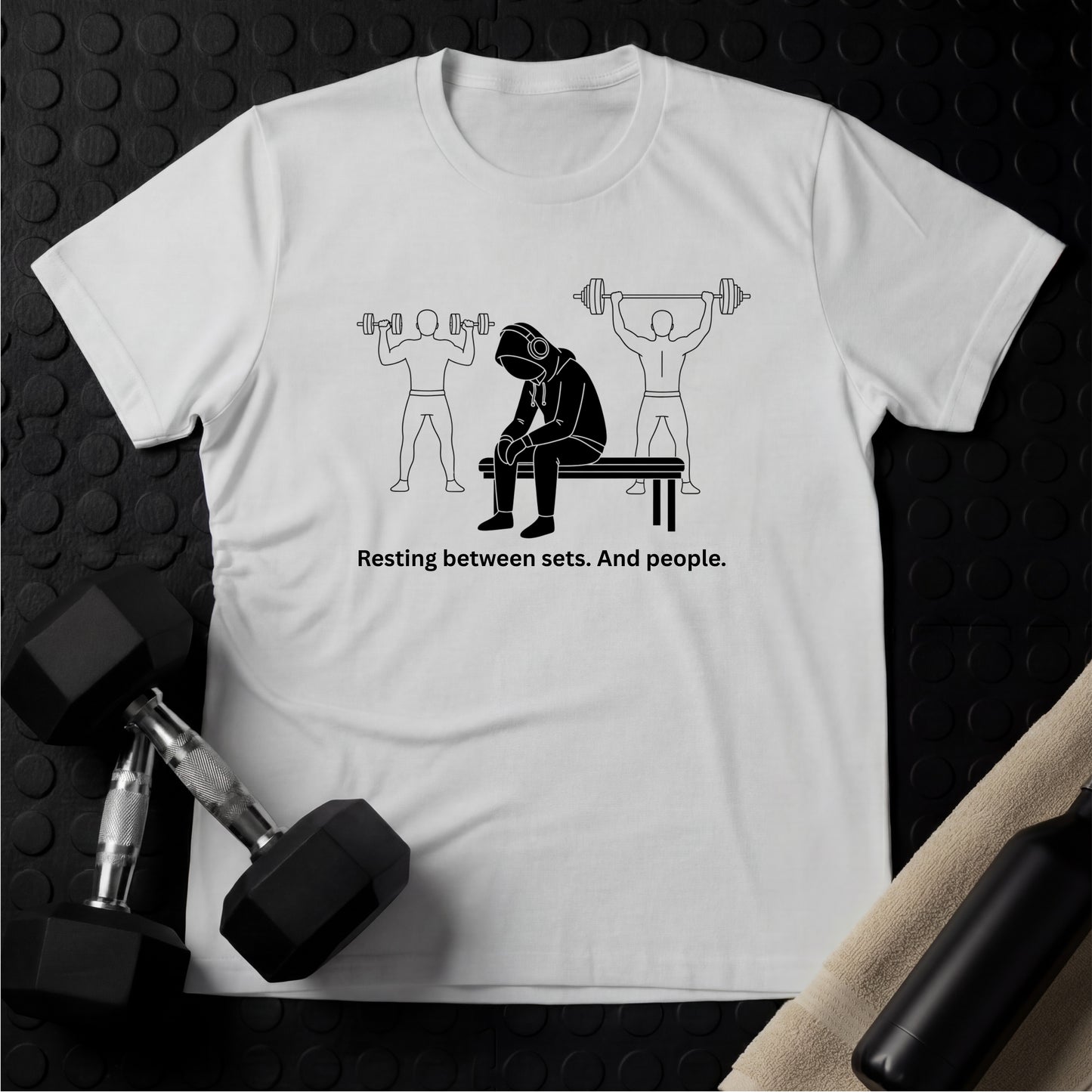 Resting Between Sets. And People - Gym Line Art T-Shirt