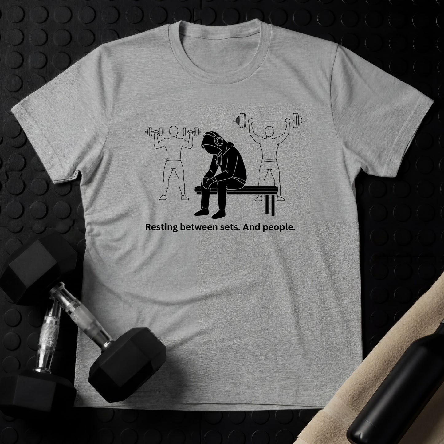 Resting Between Sets. And People - Gym Line Art T-Shirt