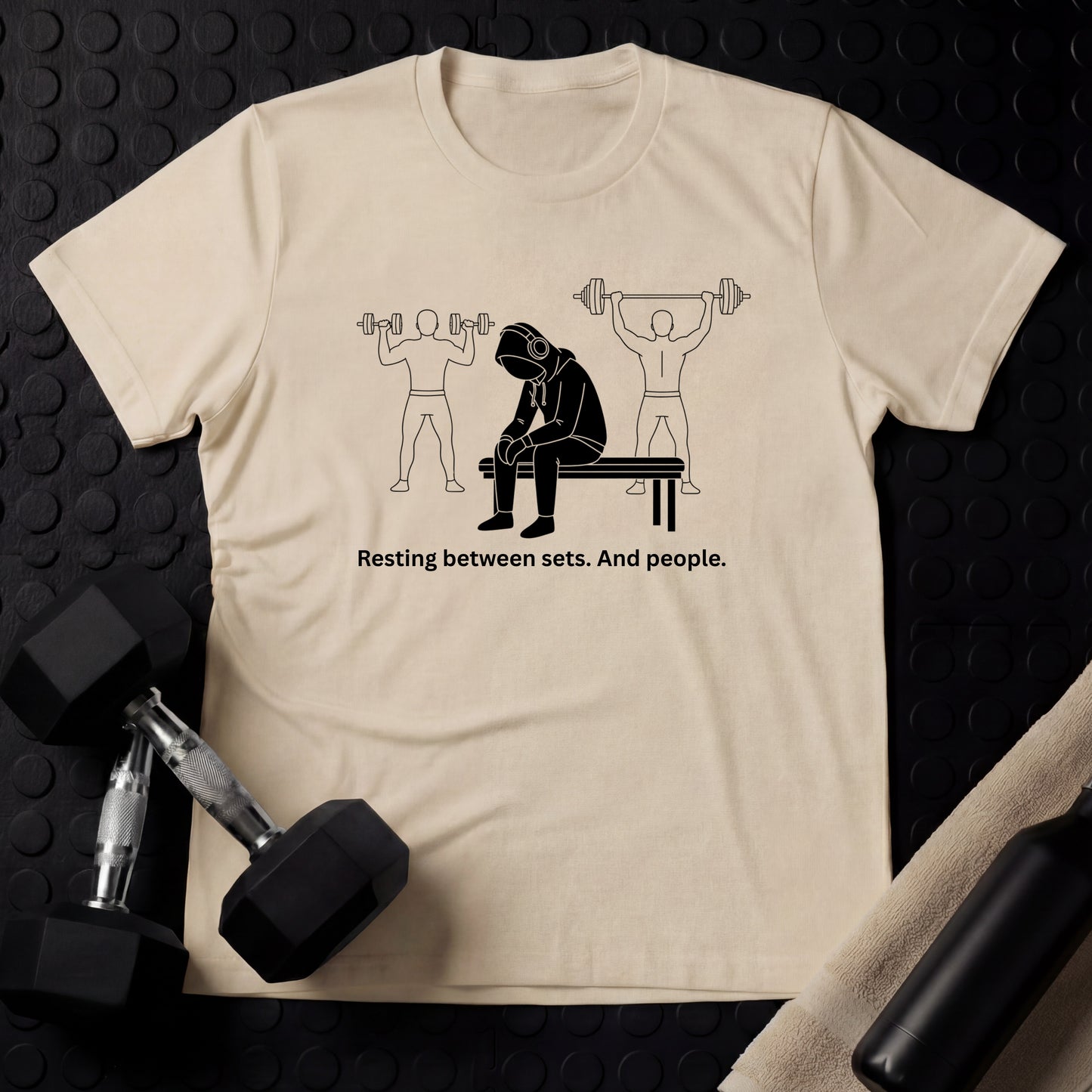 Resting Between Sets. And People - Gym Line Art T-Shirt