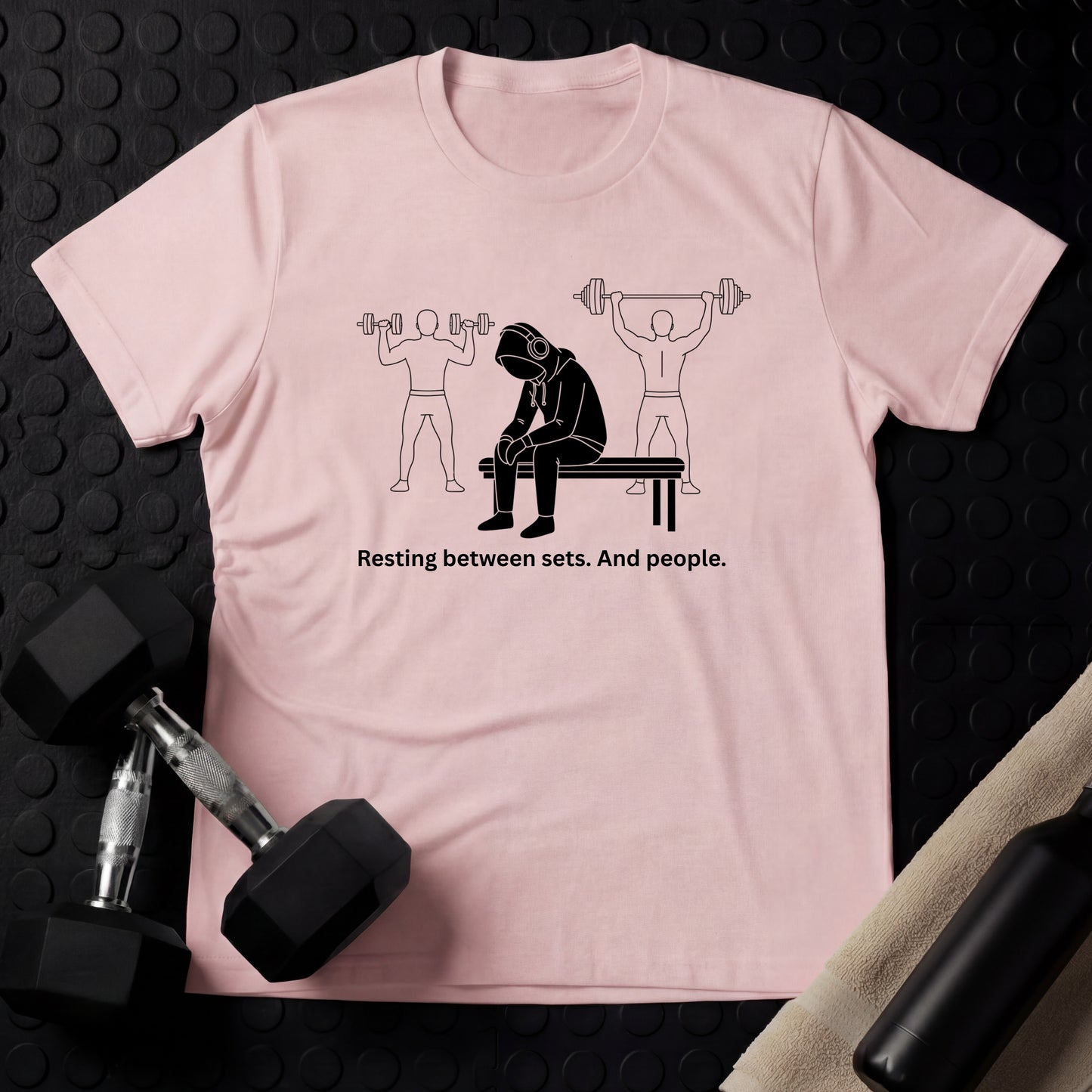 Resting Between Sets. And People - Gym Line Art T-Shirt