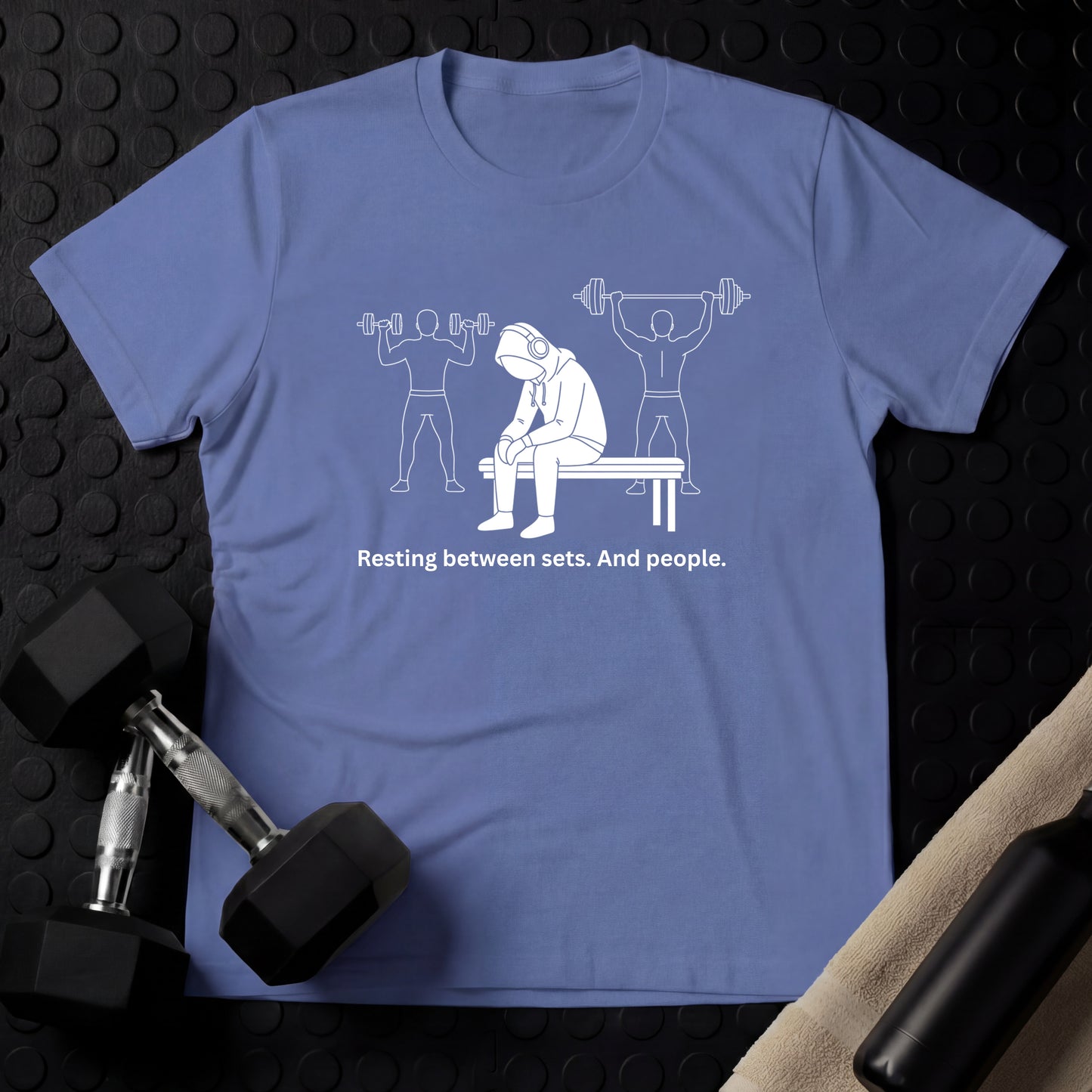 Resting Between Sets. And People - Gym Line Art T-Shirt