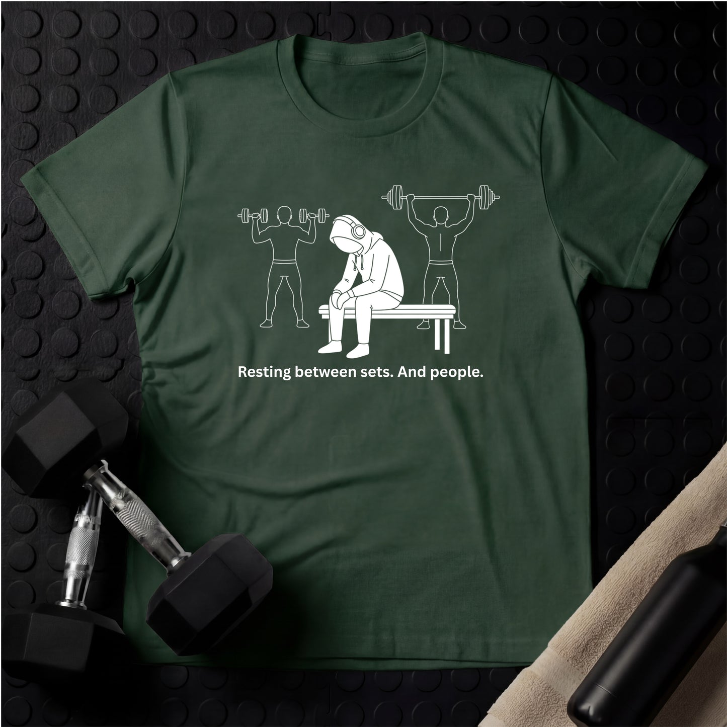 Resting Between Sets. And People - Gym Line Art T-Shirt